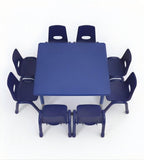 靈活藍色可升降八人方形幼稚園枱椅 Adjustable Blue Square Kindergarten Table