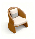 現代啡色PU皮布藝含抱枕單座位梳化 Modern Brown PU Single Sofa with Pillow