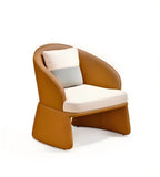 現代啡色PU皮布藝含抱枕單座位梳化 Modern Brown PU Single Sofa with Pillow