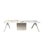 Minimalist White Rectangular Conference Table with Cable Management Box