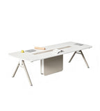 Minimalist White Rectangular Conference Table with Cable Management Box