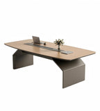 現代淺木色帶線盒會議枱 Modern Light Wood Conference Table