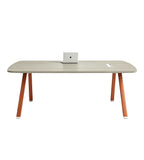 簡約淺木紋長方形帶線盒會議枱 Minimalist Light Wood Conference Table