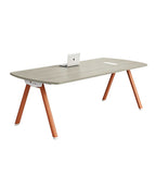 簡約淺木紋長方形帶線盒會議枱 Minimalist Light Wood Conference Table