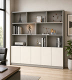 現代灰白色掩門高身書櫃文件櫃 Modern Grey White Tall Bookcase