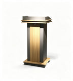 現代淺木色防火板帶鎖講台 Modern Light Wood Podium with Lock