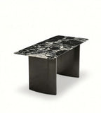 現代輕奢寶格麗黑天然石灰鈦腳長方形餐枱 Modern Luxury Bvlgari Black Natural Stone Dining Table