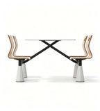Marble-Pattern Black Steel Circular Hole Integrated Table