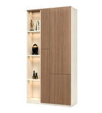 胡桃木色MFC板掩門高身文件櫃 Walnut and Grey MFC File Cabinet