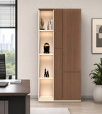 胡桃木色MFC板掩門高身文件櫃 Walnut and Grey MFC File Cabinet