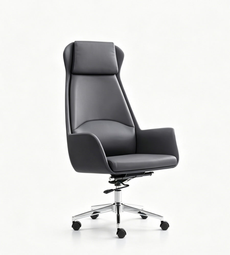 深灰色高背五星腳大班椅	Dark Gray High-Back Five-Star Base Executive Chair
