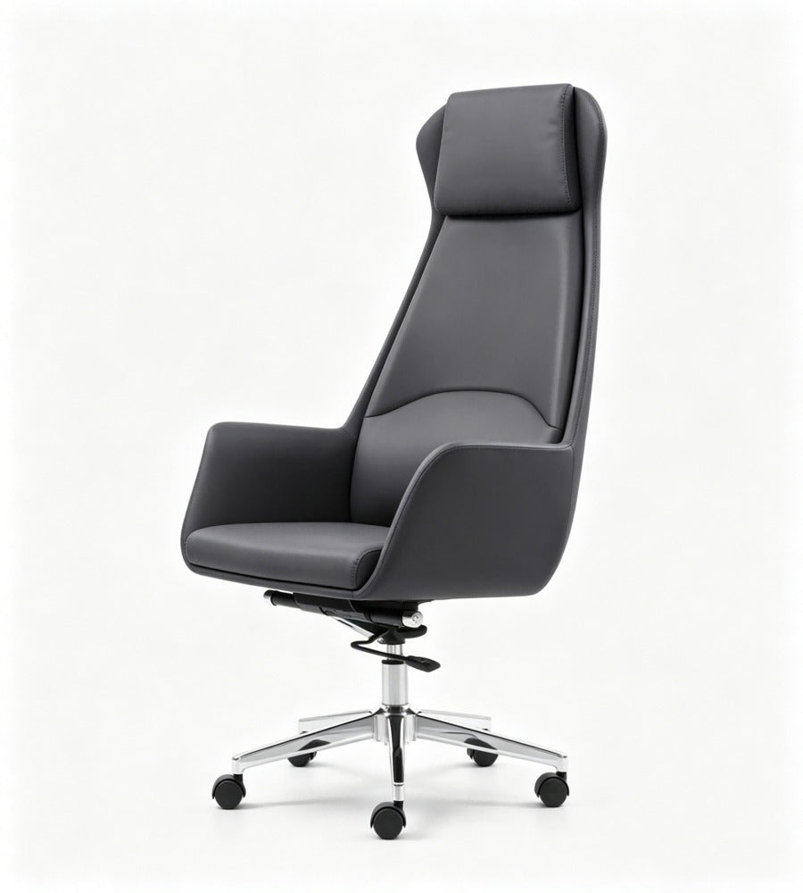 深灰色高背五星腳大班椅	Dark Gray High-Back Five-Star Base Executive Chair