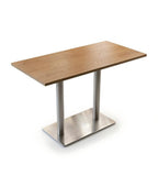 Light Wood Solid Wood Rectangular Stainless Steel Leg Dining Table | Modern Wood Dining Table