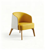 Modern Creative Yellow & White Two-Tone Faux Leather Leisure Chair with Armrests