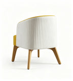 Modern Creative Yellow & White Two-Tone Faux Leather Leisure Chair with Armrests