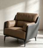 雙色拼皮單人沙發	Dual-Tone Leather Patchwork Armchair