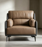 雙色拼皮單人沙發	Dual-Tone Leather Patchwork Armchair
