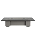 商務深木紋長方形帶線盒辦公室會議枱 Modern Dark Wood Conference Table
