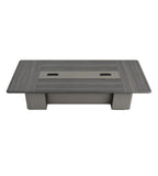 商務深木紋長方形帶線盒辦公室會議枱 Modern Dark Wood Conference Table