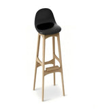 Nordic Black PU Leather Solid Wood High Bar Stool