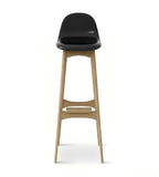 Nordic Black PU Leather Solid Wood High Bar Stool