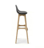 Nordic Black PU Leather Solid Wood High Bar Stool
