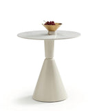 簡約白色岩板圓形洽談枱 Minimalist White Sintered Stone Round Table