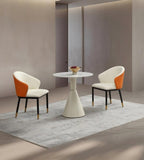 簡約白色岩板圓形洽談枱 Minimalist White Sintered Stone Round Table
