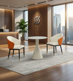 Minimalist White Sintered Stone Round Meeting Table