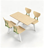 學校飯堂木色拼綠色高級餐椅 School canteen wooden and green premium chairs