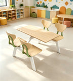 學校飯堂木色拼綠色高級餐椅 School canteen wooden and green premium chairs