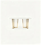 Luxury Marble Dining Table with Metal Slat Base