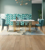 Luxury Marble Dining Table with Metal Slat Base