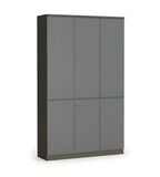 現代深灰木製六門帶鎖高身文件櫃 Modern Dark Grey Wooden Tall Filing Cabinet