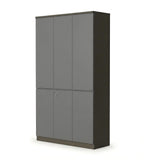 現代深灰木製六門帶鎖高身文件櫃 Modern Dark Grey Wooden Tall Filing Cabinet