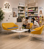 現代黃灰色布藝金屬腳三座位梳化 Modern Yellow and Grey Fabric Metal Leg 3-Seater Sofa
