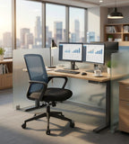 現代藍色網背帶腰托員工椅 Modern Mesh Staff Chair