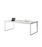簡約白色長方形帶線盒辦公室會議枱 Minimalist White Conference Table