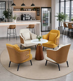 現代黃色PU皮布藝單座位梳化 Modern Yellow PU Fabric Single Sofa