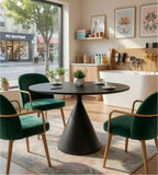 Minimalist Black Sintered Stone Round Office Negotiation Table