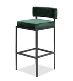 Dark Green Fabric Steel Frame Low-Back Bar Stool