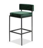 墨綠色布藝鋼架低背高腳凳吧椅 Green Fabric Steel Frame Bar Stool