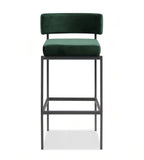 Dark Green Fabric Steel Frame Low-Back Bar Stool
