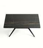 現代黑色岩板長方形餐枱 Modern Black Sintered Stone Rectangular Dining Table