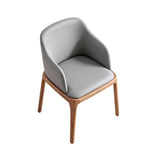 灰色實木PU皮帶扶手餐椅 PU Leather Dining Chair