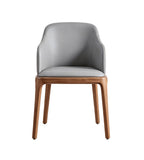 灰色實木PU皮帶扶手餐椅 PU Leather Dining Chair