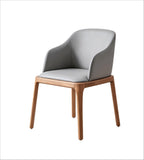 灰色實木PU皮帶扶手餐椅 PU Leather Dining Chair