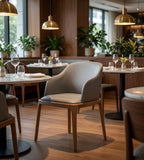 灰色實木PU皮帶扶手餐椅 PU Leather Dining Chair
