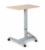 簡約淺木色帶轆升降枱 Minimalist Light Wood Mobile Adjustable Table