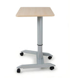 簡約淺木色帶轆升降枱 Minimalist Light Wood Mobile Adjustable Table